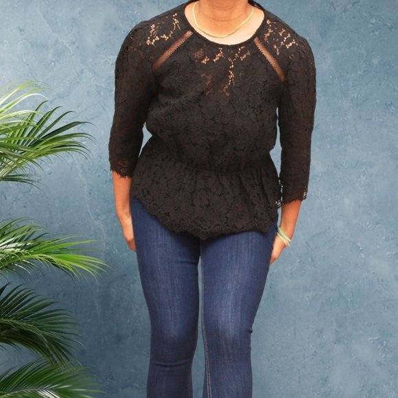 Express Lace Puff Sleeve Top. Worn once - Picture 1 of 4